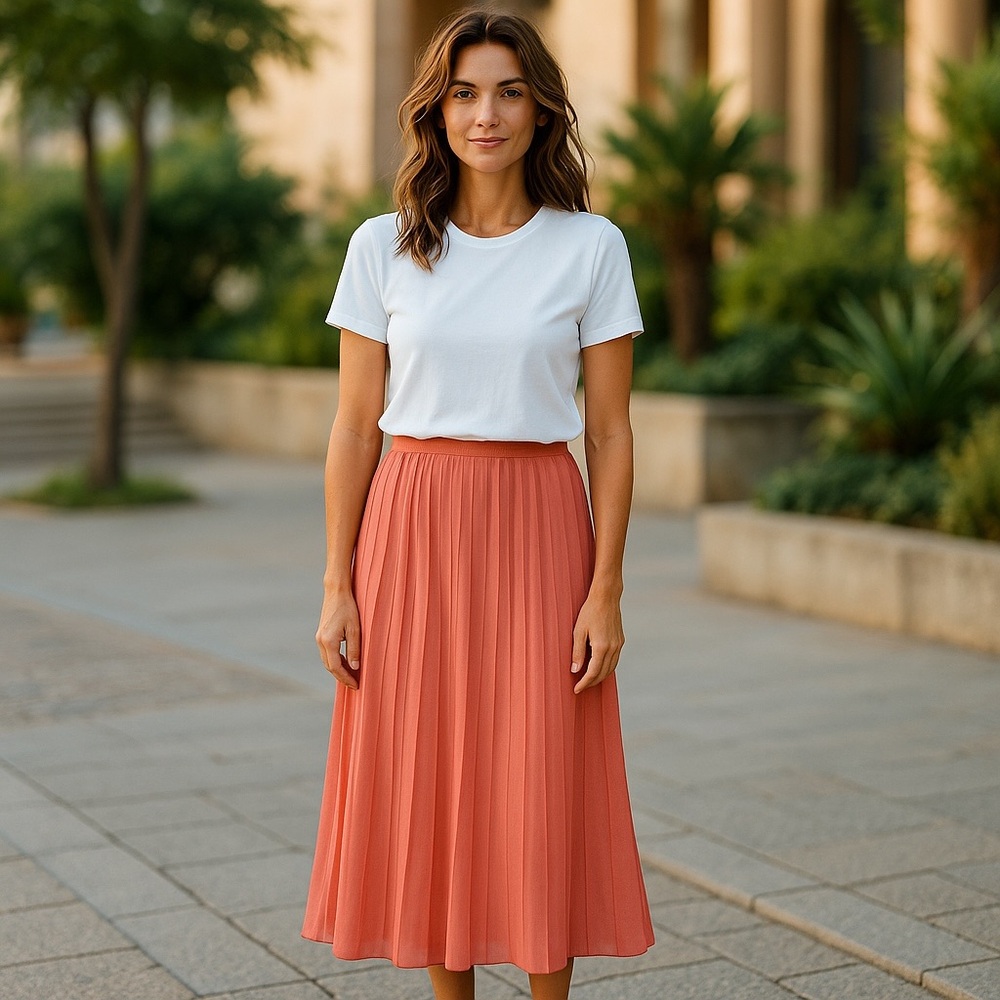 NWT Hayden Women’s Mini‎ Pleated Maxi Peach Maxi Skirt Spring Summer Flowy